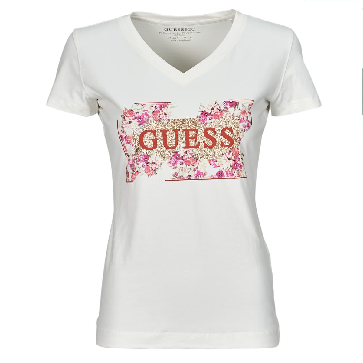 T-shirt με κοντά μανίκια Guess LOGO FLOWERS