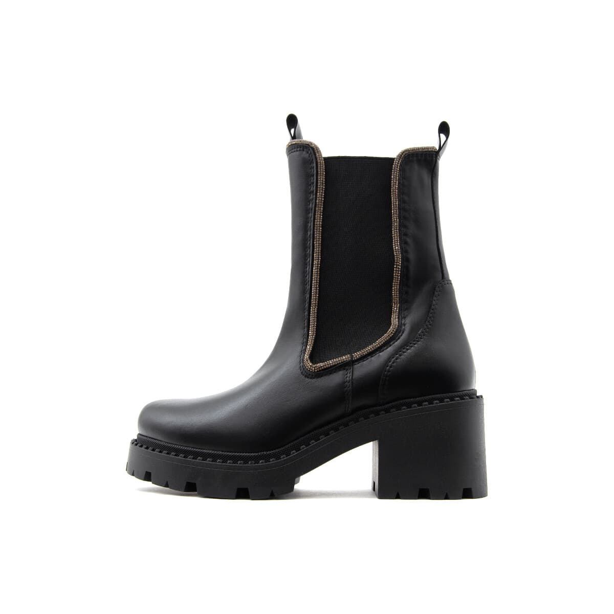 Μποτάκια/Low boots Kotris LEATHER RHINESTONES MID HEEL CHELSEA BOOTS WOMEN
