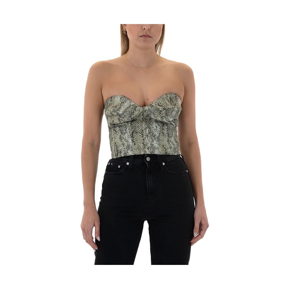 Μπλουζάκια με μακριά μανίκια Studio 83 MARA DENIM COBRA BUSTIER WOMEN
