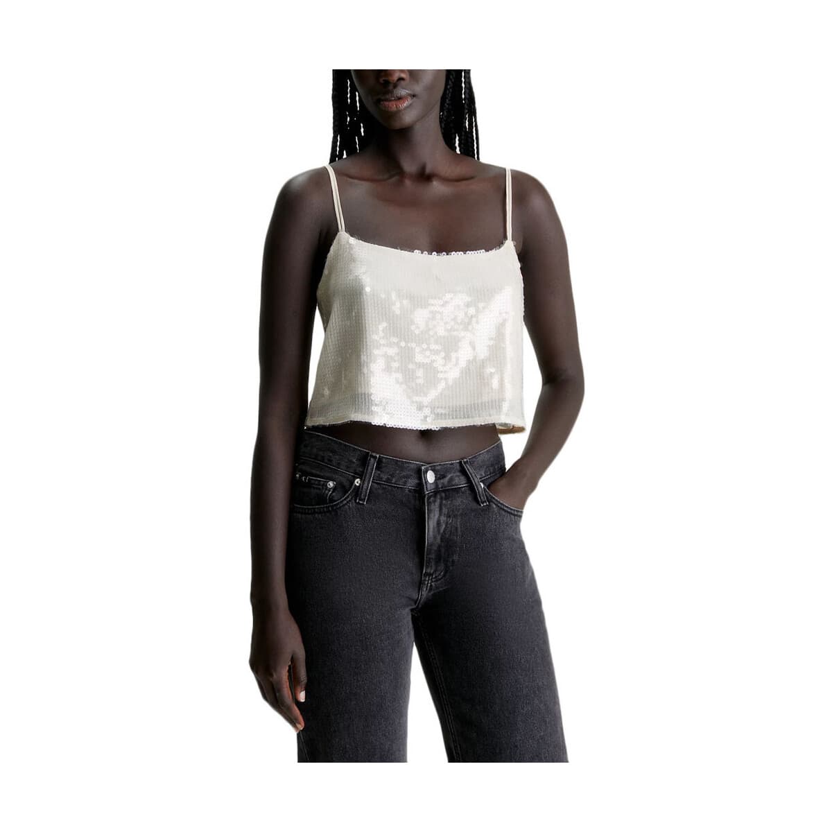 Μπλουζάκια με μακριά μανίκια Calvin Klein Jeans SEQUINED TOP WOMEN