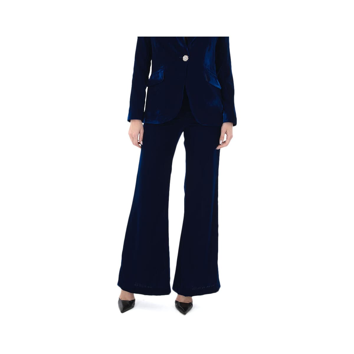 Παντελόνια Twenty-29 VELVET HIGH WAIST FLARE PANTS WOMEN