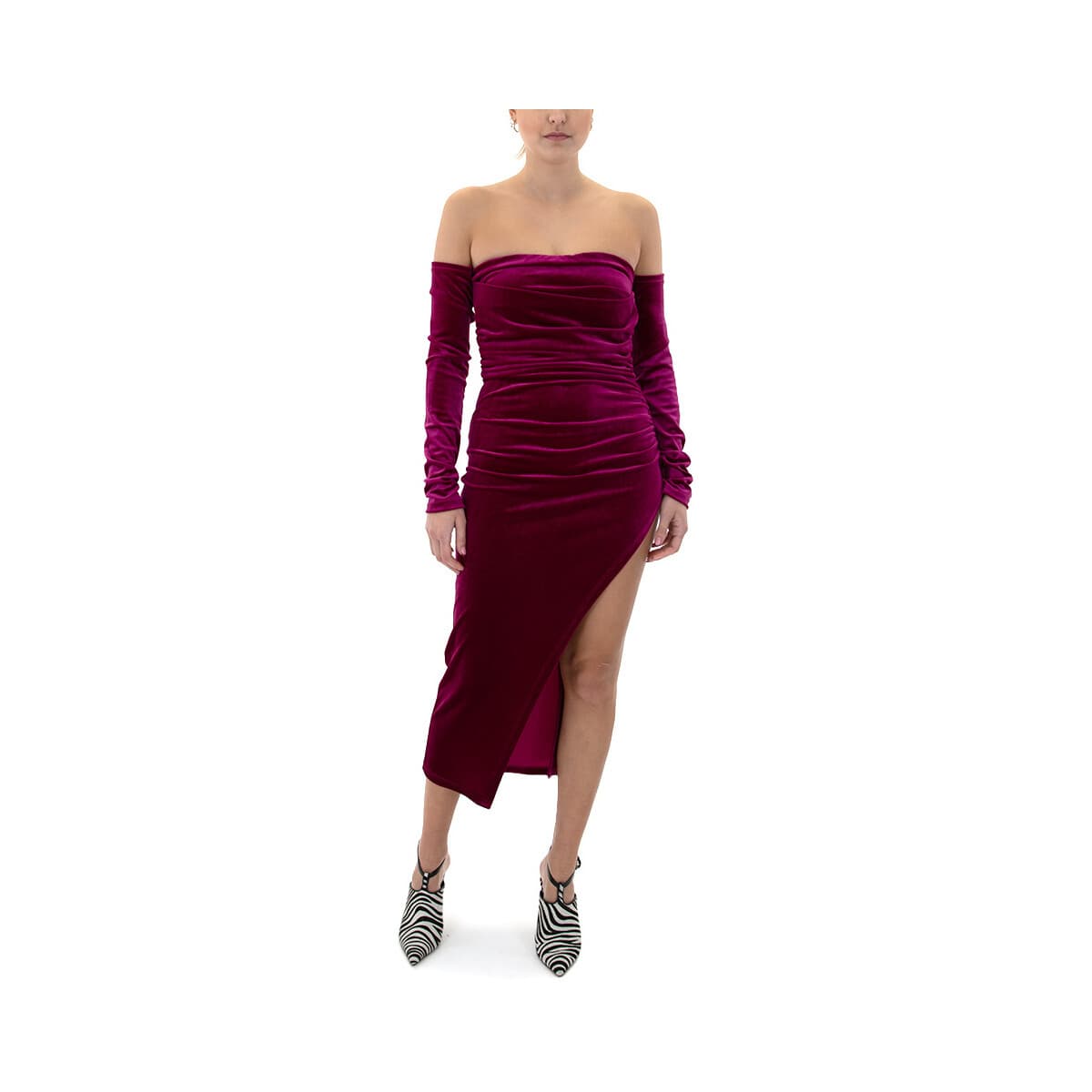 Φορέματα Twenty-29 VELVET OFF SHOULDER MIDI DRESS WOMEN
