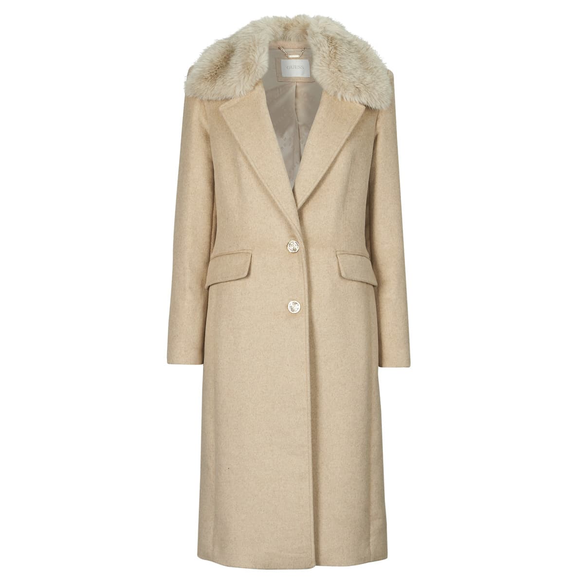 Παλτό Guess NANCY FIT COAT FAUX FUR COLLAR