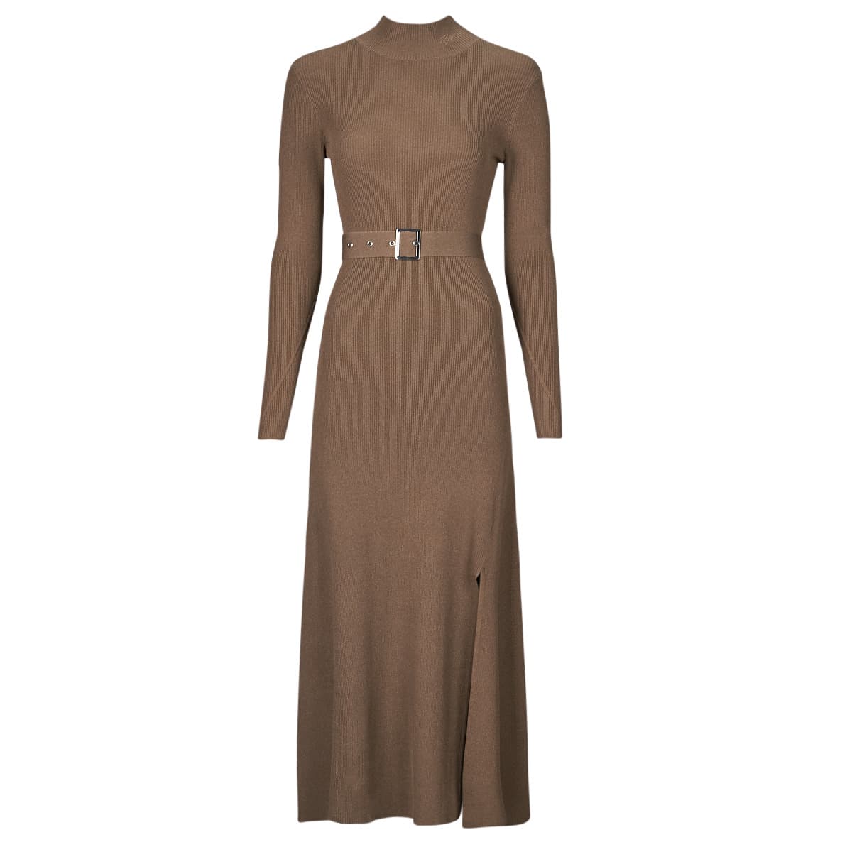 Μακριά Φορέματα Karl Lagerfeld LSLV BUCKLE BELT KNIT DRESS