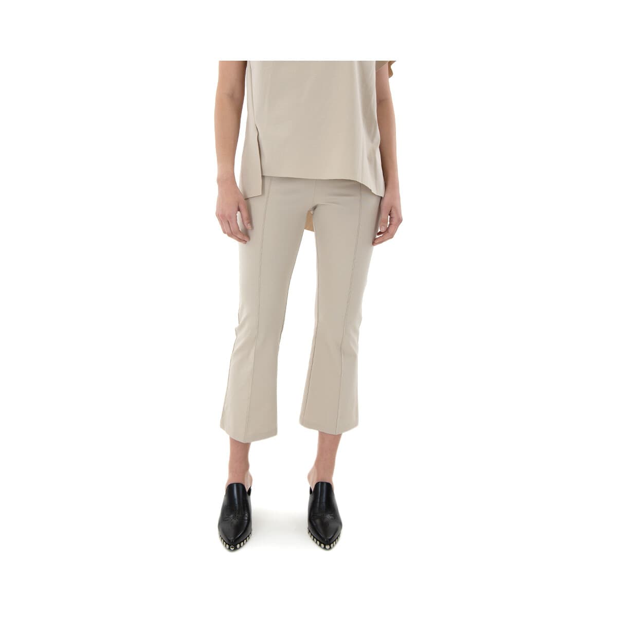 Παντελόνια My T Wearables HIGH WAIST SLIM FIT CROP PANTS WOMEN