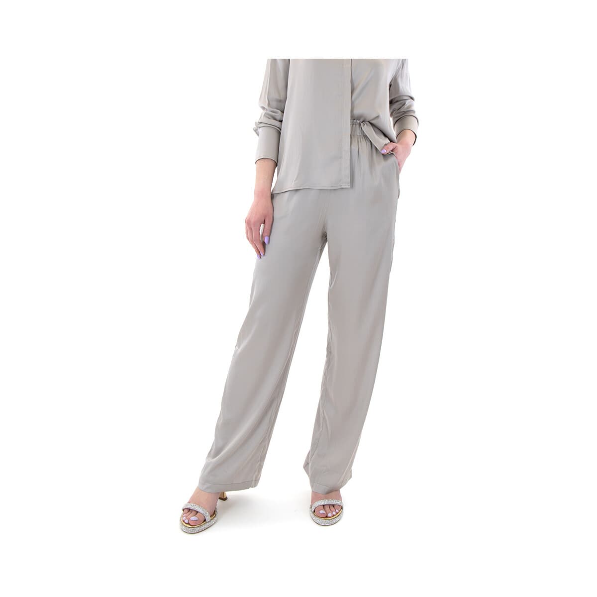 Παντελόνια My T Wearables ELASTIC HIGH WAIST STRAIGHT FIT PANTS WOMEN