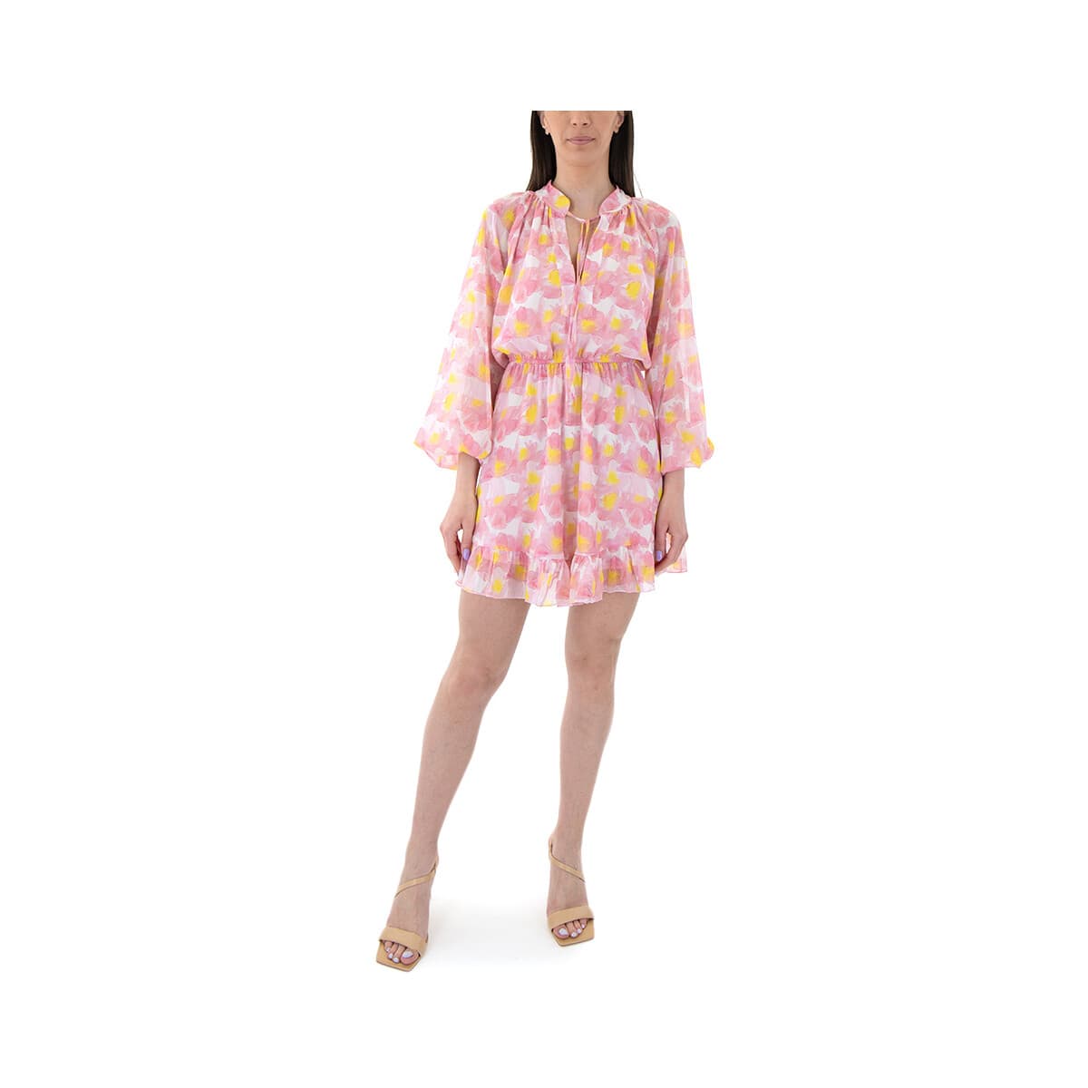 Φορέματα My T Wearables FLORAL PRINT LONGSLEEVE MINI DRESS WOMEN