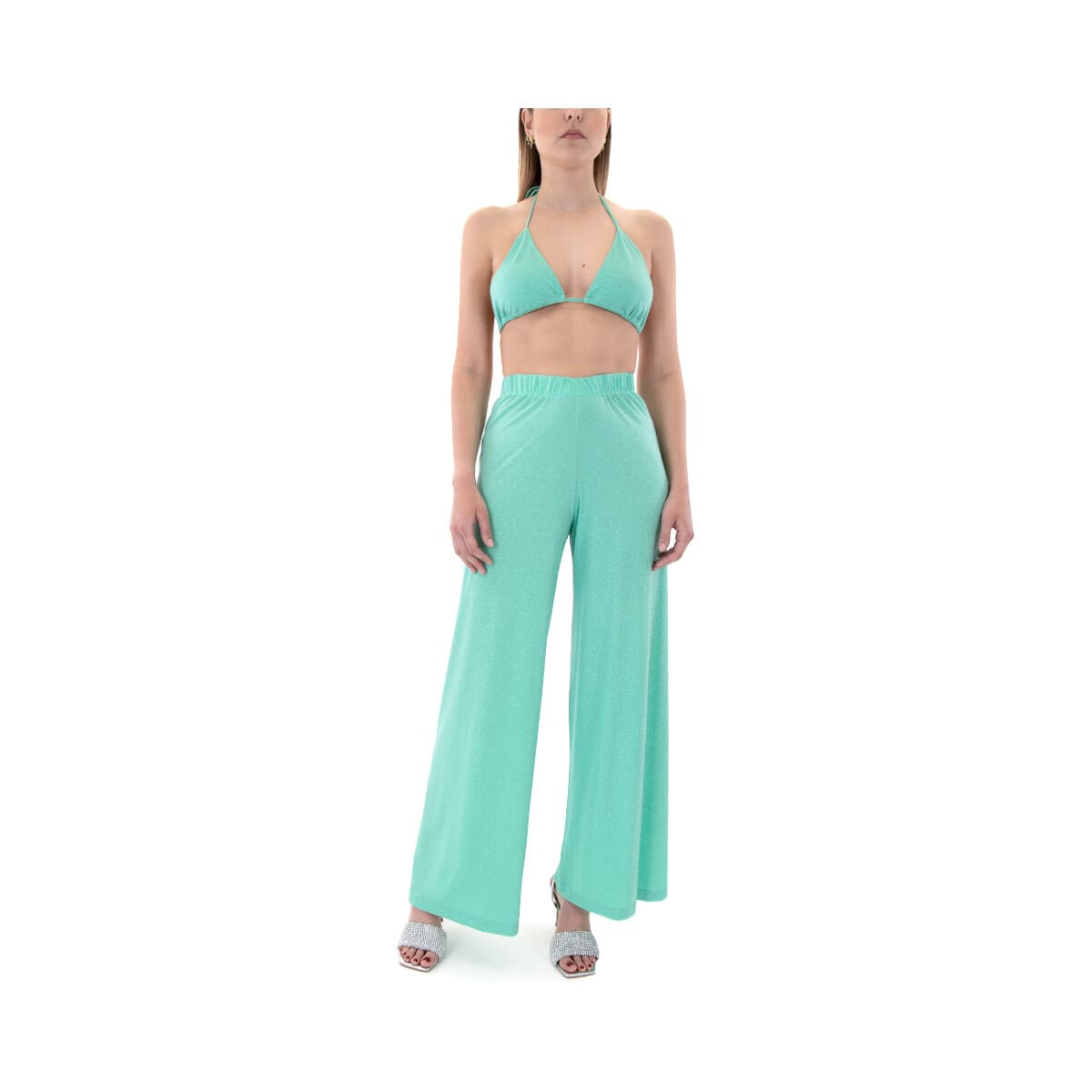 Παντελόνια C.manolo ELASTIC HIGH WAIST STRAIGHT FIT PANTS TOP SET WOMEN