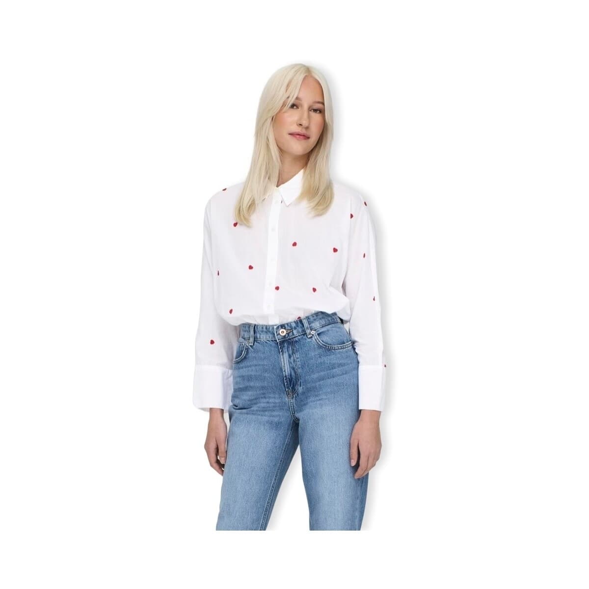 Μπλούζα Only New Lina Grace Shirt L/S - Bright White/Heart