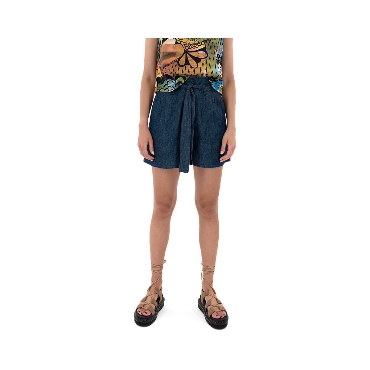 Shorts & Βερμούδες Namaste VATERA DENIM BELTED HIGH WAIST SHORTS WOMEN