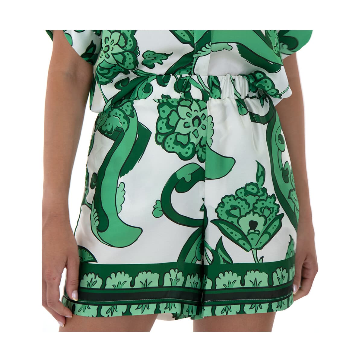 Shorts & Βερμούδες Twenty-29 LIΖA SATIN ELASTIC WAIST PRINTED SHORTS WOMEN