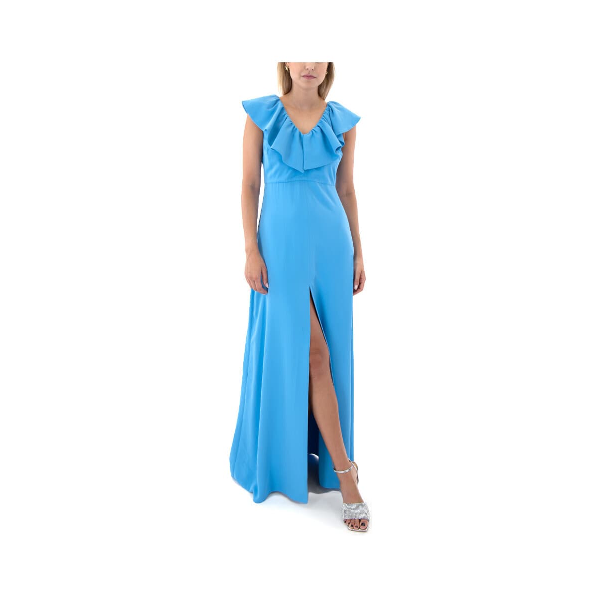 Φορέματα Access Fashion SLEEVELESS RUFFLES SLIT MAXI DRESS WOMEN