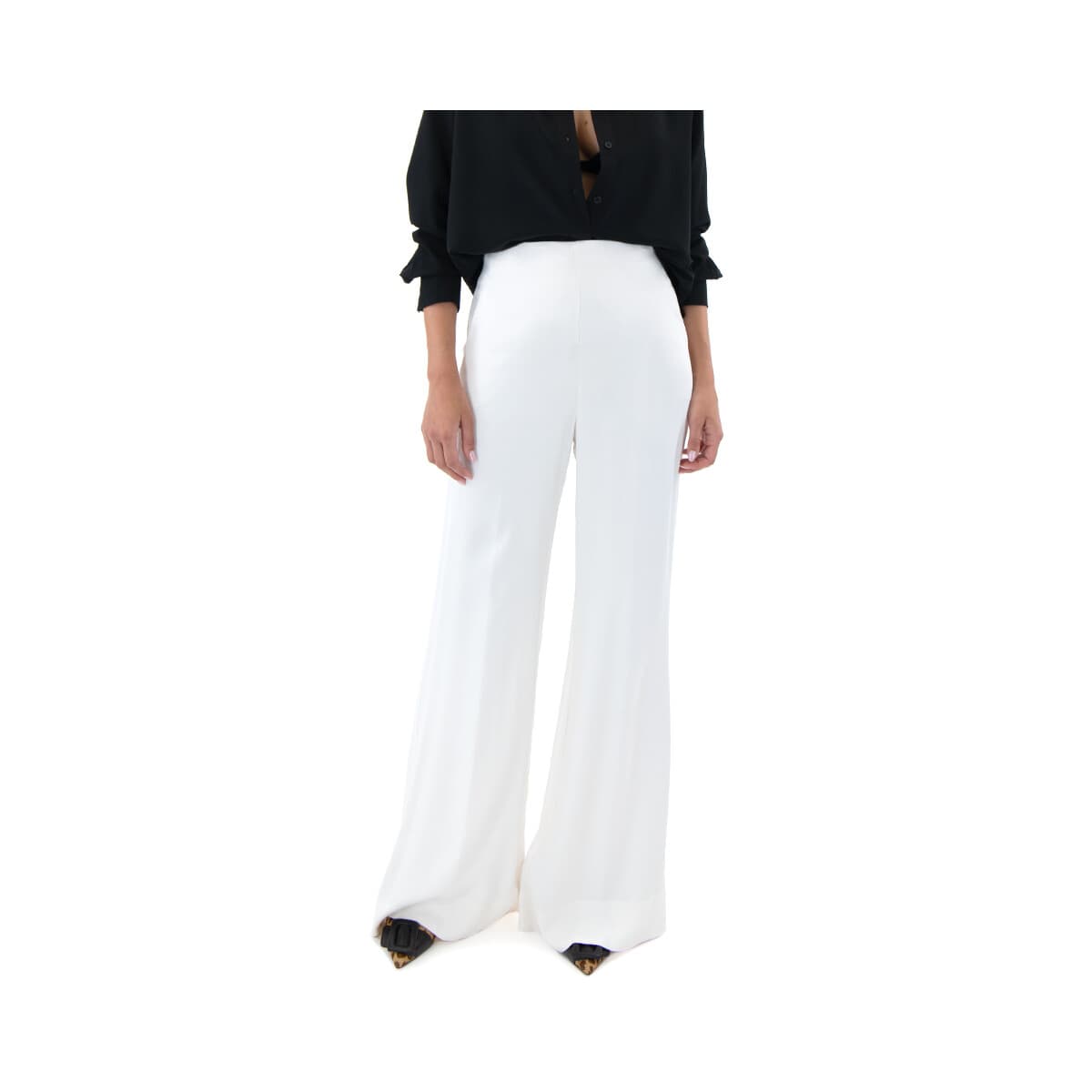 Παντελόνια Access Fashion SATIN HIGH WAIST WIDE LEG PANTS WOMEN