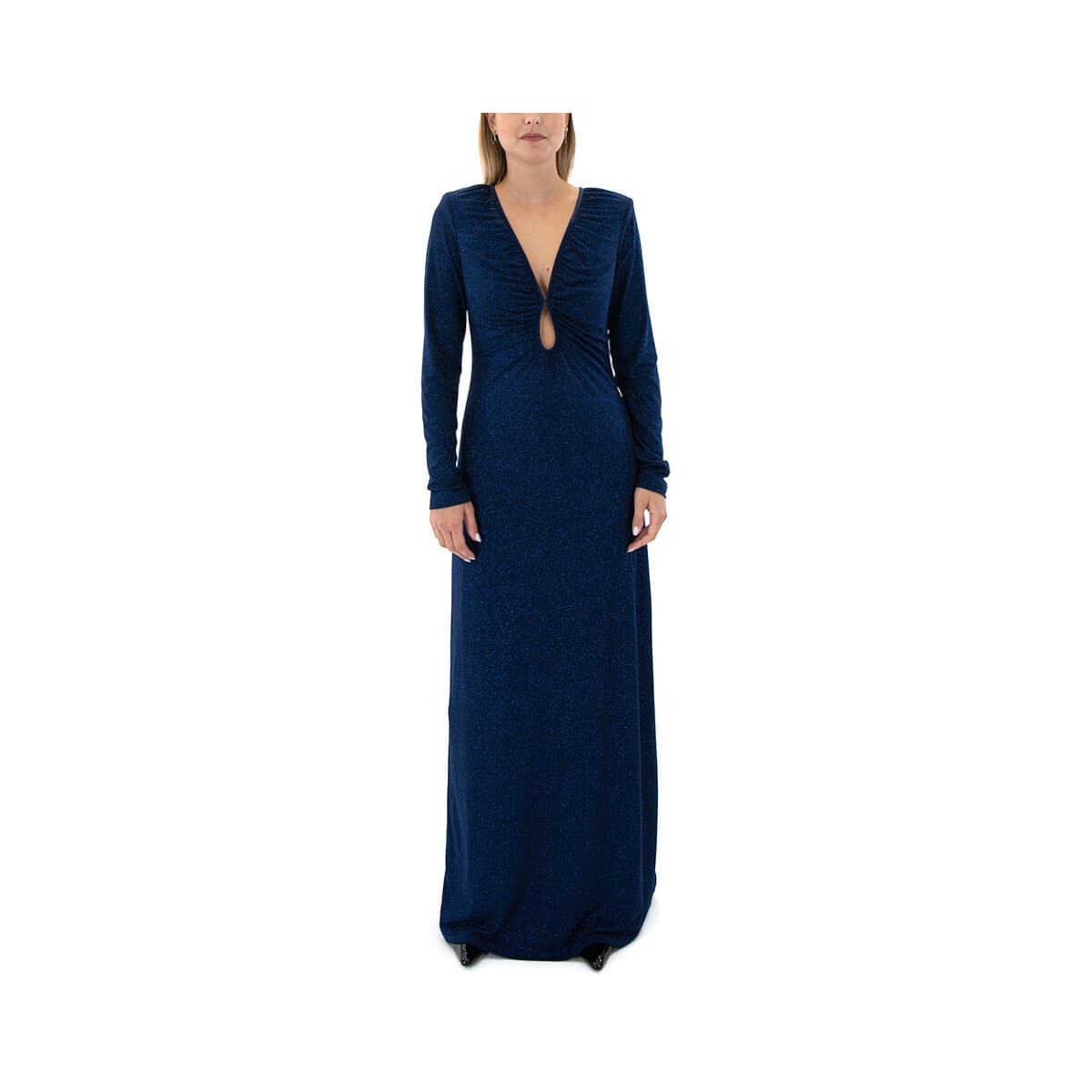 Φορέματα C.manolo LUREX V NECK LONGSLEEVE MAXI DRESS WOMEN