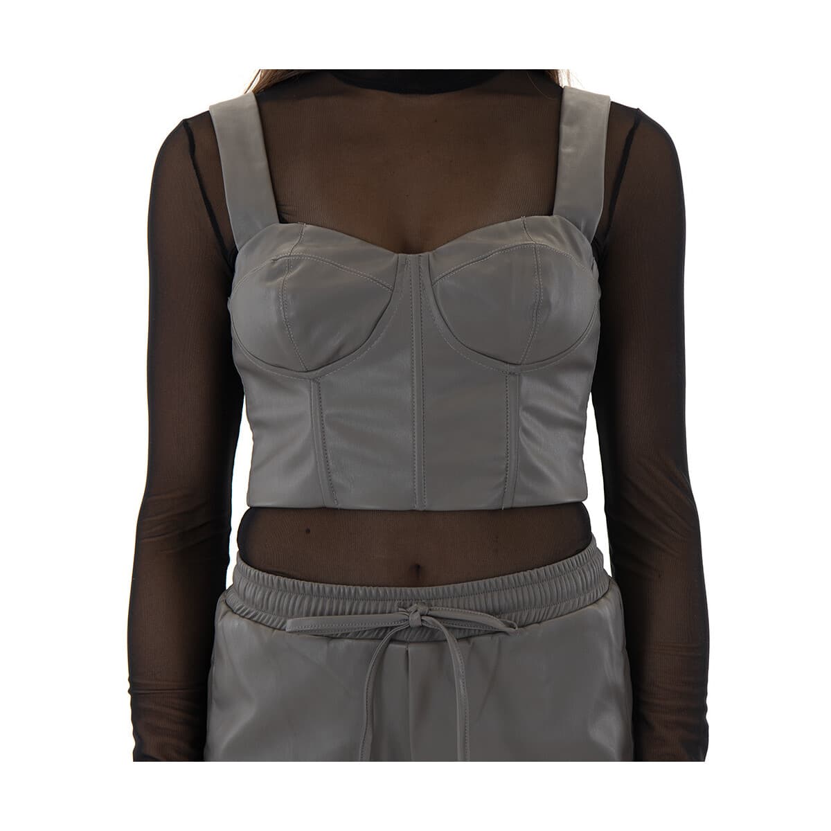 Μπλουζάκια με μακριά μανίκια My T Wearables FAUX LEATHER BUSTIER WOMEN