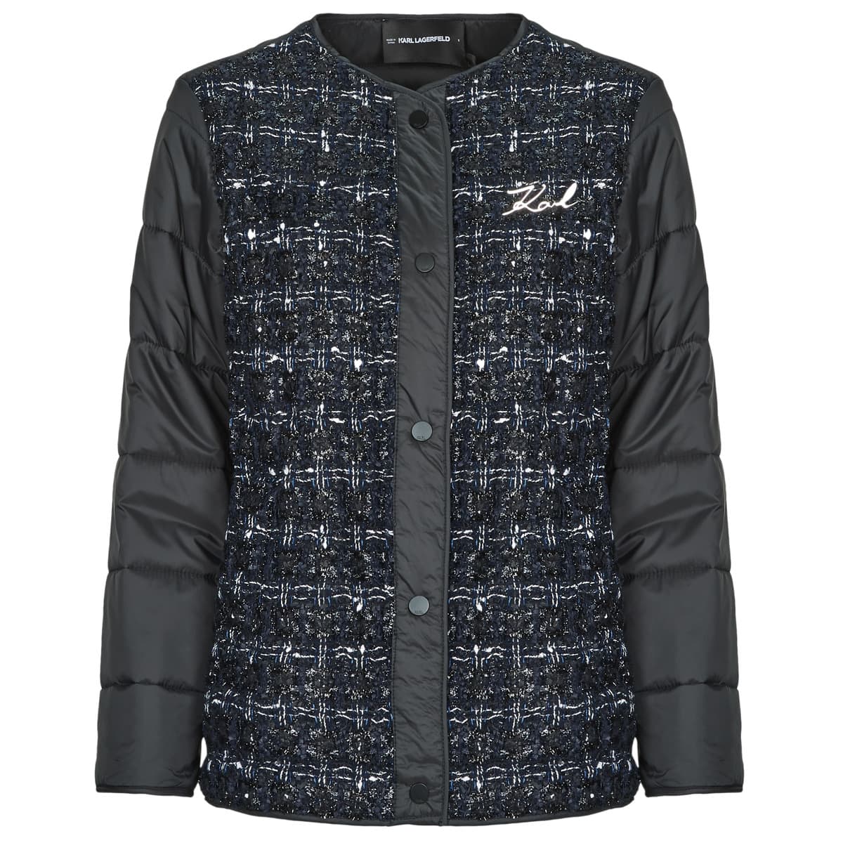 Χοντρό μπουφάν Karl Lagerfeld BOUCLE SHORT PADDED JACKET