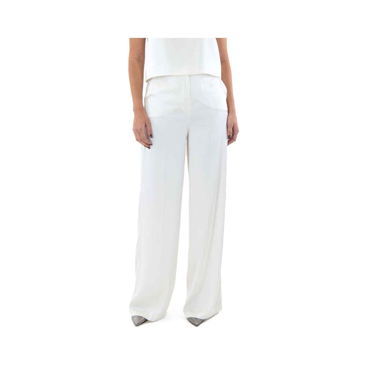 Παντελόνια Dolce Domenica KYRA SATIN HIGH WAIST STRAIGHT FIT PANTS WOMEN