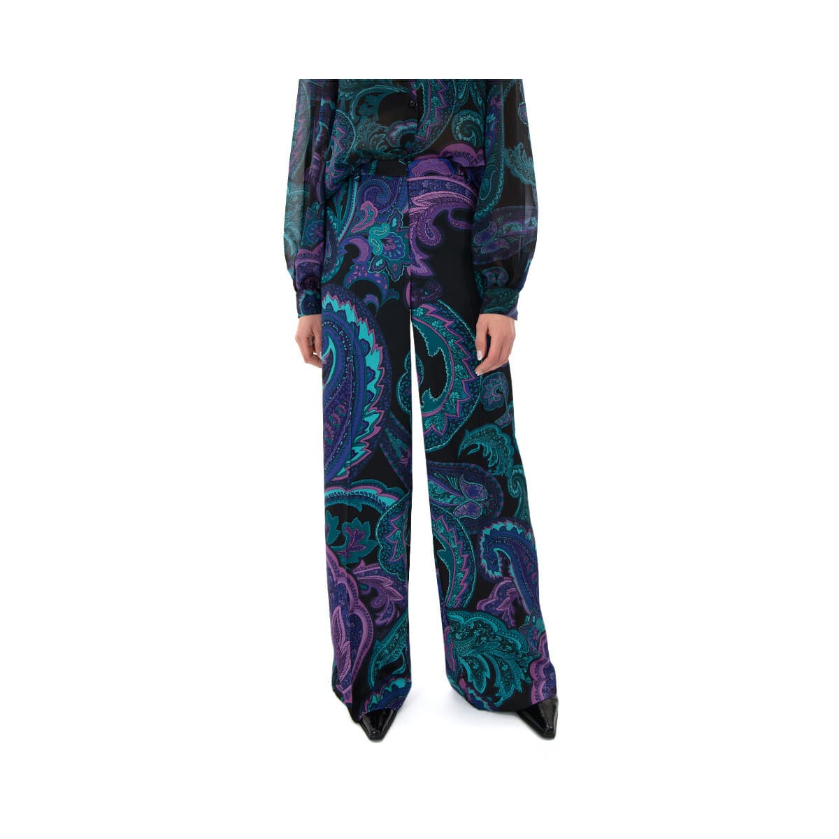 Παντελόνια My T Wearables PAISLEY MID WAIST WIDE LEG PANTS WOMEN