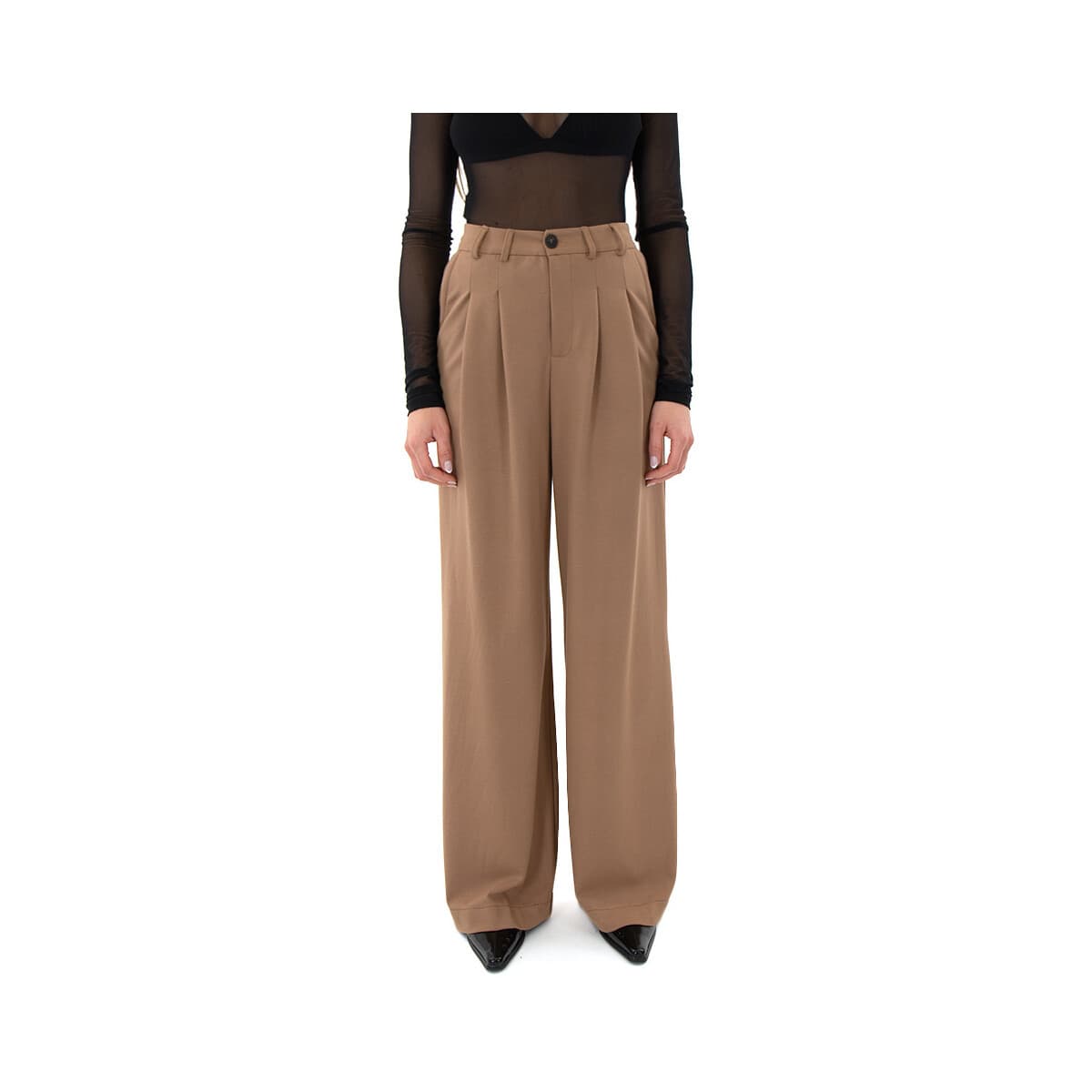 Παντελόνια My T Wearables ELASTIC HIGH WAIST WIDE LEG PANTS WOMEN