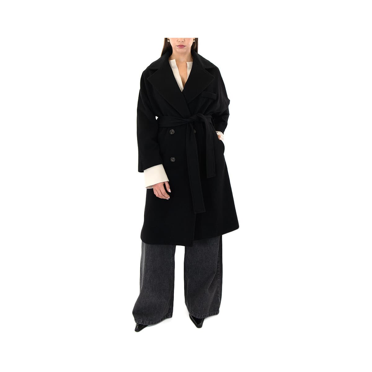 Παλτό My T Wearables WOOL BELTED OVERSIZE FIT COAT WOMEN