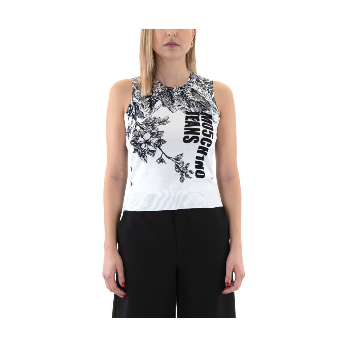 Μπλουζάκια με μακριά μανίκια Moschino KNITTED SLEEVELESS TOP WOMEN JEANS