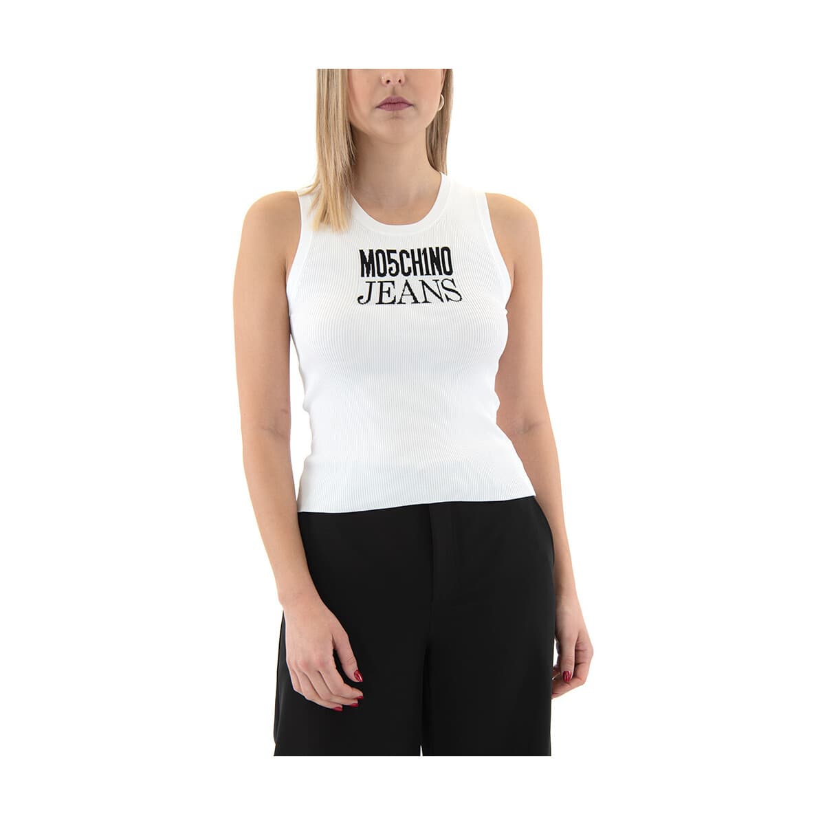 Μπλουζάκια με μακριά μανίκια Moschino KNITTED SLEEVELESS TOP WOMEN JEANS