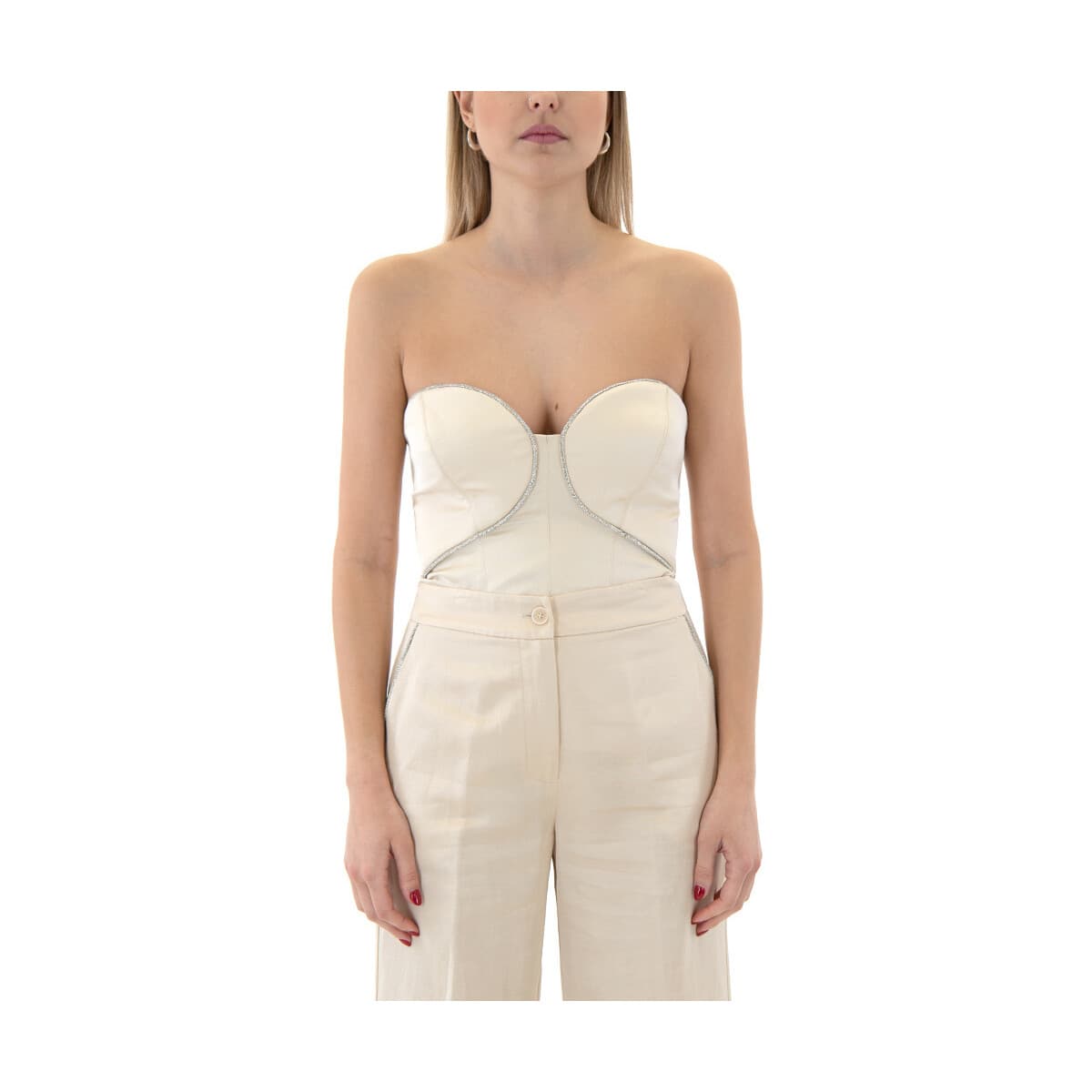 Μπλουζάκια με μακριά μανίκια Access Fashion RHINESTONES BUSTIER WOMEN