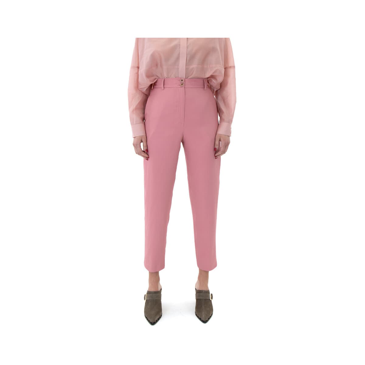 Παντελόνια Access Fashion ELASTIC HIGH WAIST TAPERED FIT PANTS WOMEN