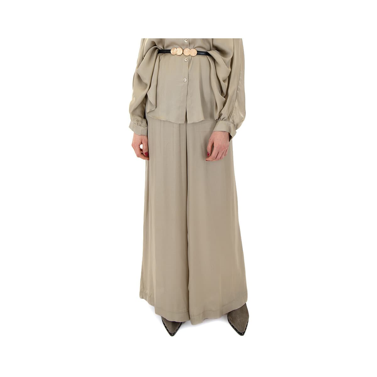 Παντελόνια Access Fashion ELASTIC HIGH WAIST WIDE LEG PANTS WOMEN