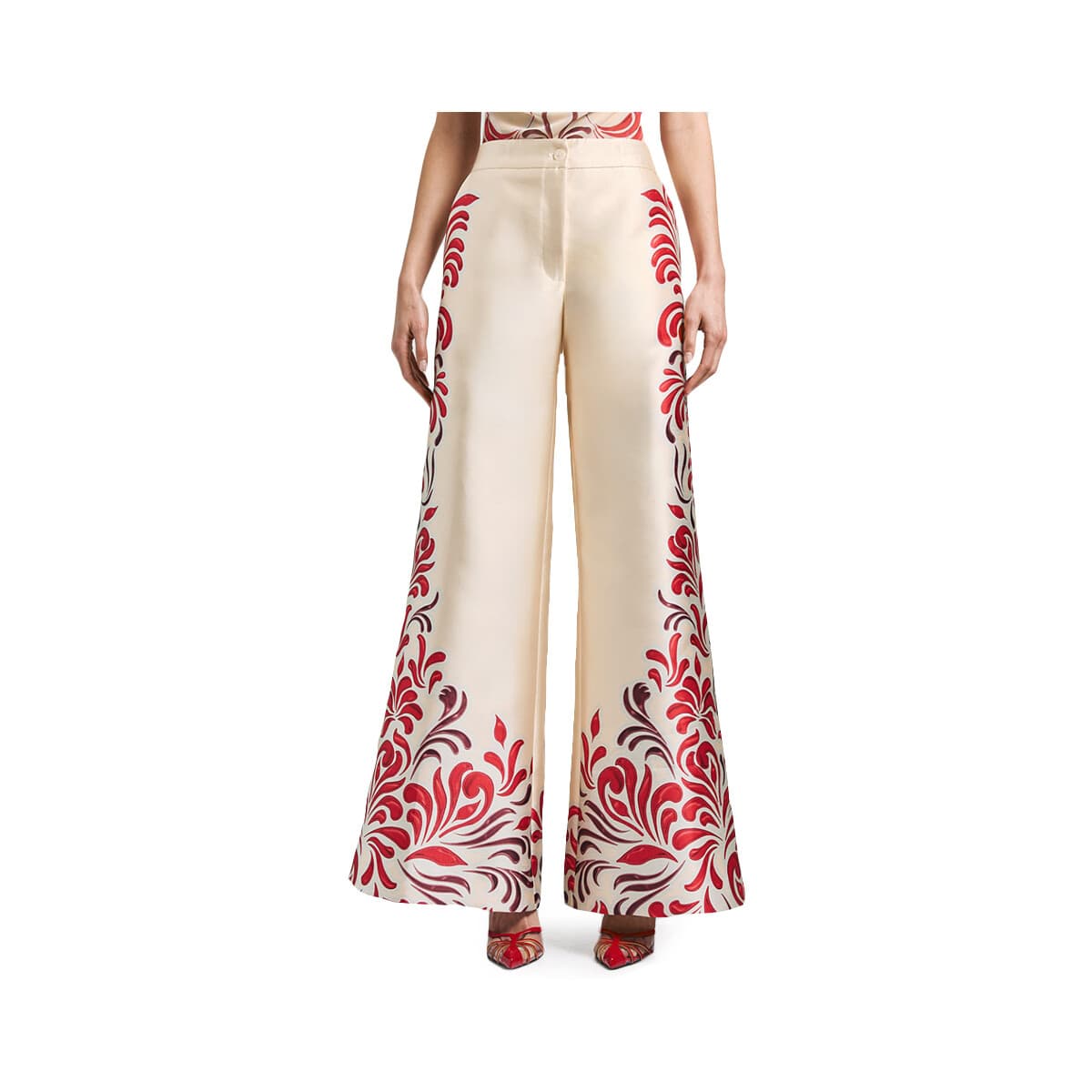 Παντελόνια Access Fashion PRINTED MID WAIST WIDE LEG PANTS WOMEN