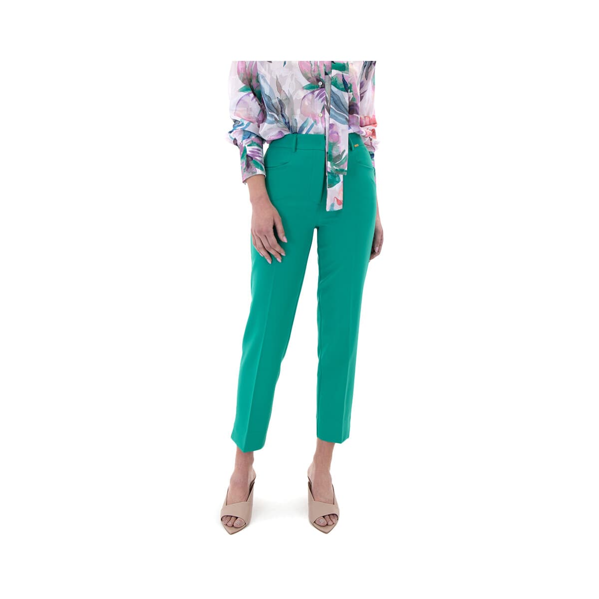 Παντελόνια C.manolo HIGH WAIST SLIM FIT CROP PANTS WOMEN
