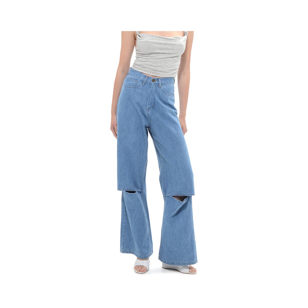 Jeans Sac N Co SELMA SLIT KNEE HIGH WAIST WIDE LEG JEANS WOMEN SAC CO