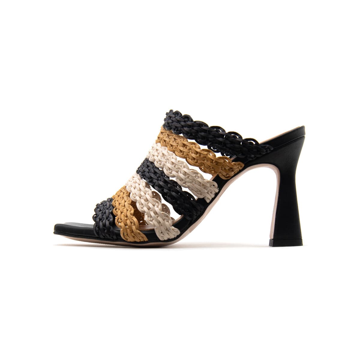 Mules Angel Alarcon CORINNE RAFFIA LEATHER HIGH HEEL SANDALS WOMEN