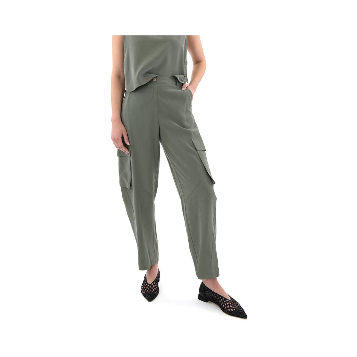 Παντελόνια Moutaki ELASTIC HIGH WAIST SLOUCHY FIT CARGO PANTS WOMEN