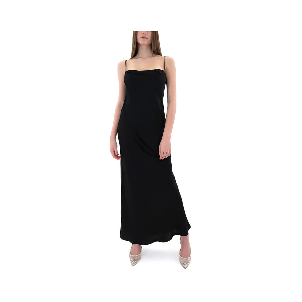 Φορέματα Atelier SATIN STRASS DETAIL SLIP LONG DRESS WOMEN