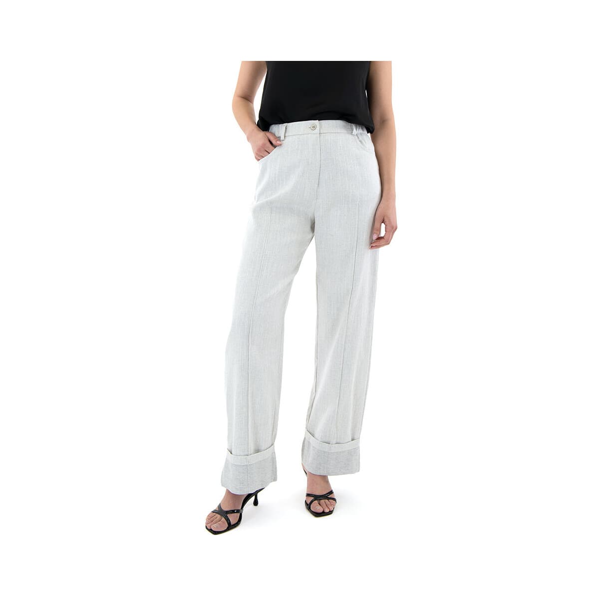 Παντελόνια Atelier LINEN ELASTIC WAIST WIDE LEG PANTS WOMEN