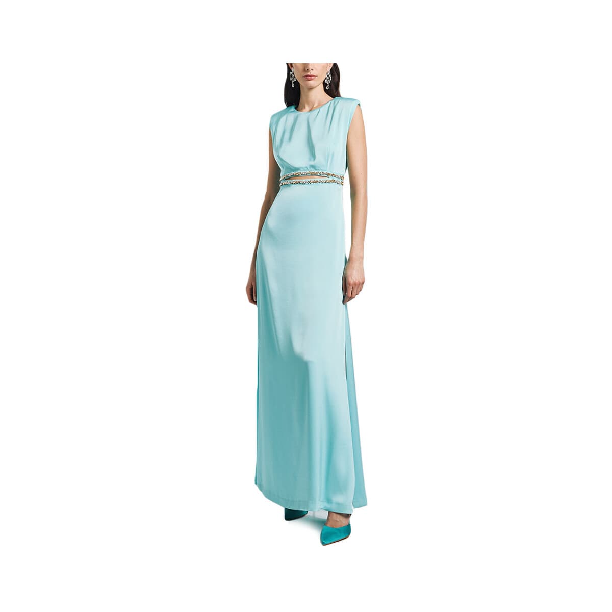 Φορέματα Access Fashion PADDED SHOULDER SLIT SLEEVELESS MAXI DRESS WOMEN