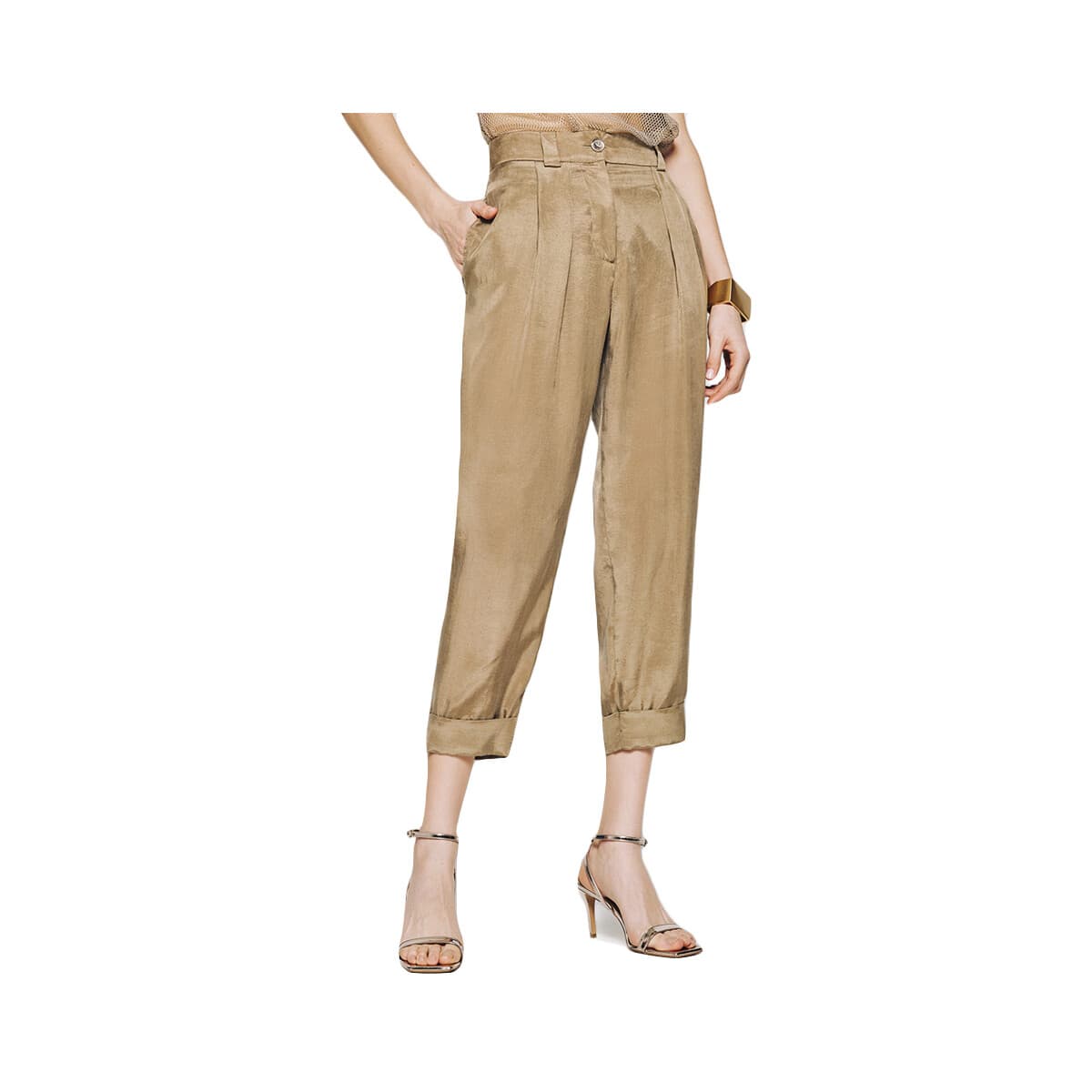Παντελόνια Access Fashion PLEATED HIGH WAIST SLOUCHY FIT PANTS WOMEN