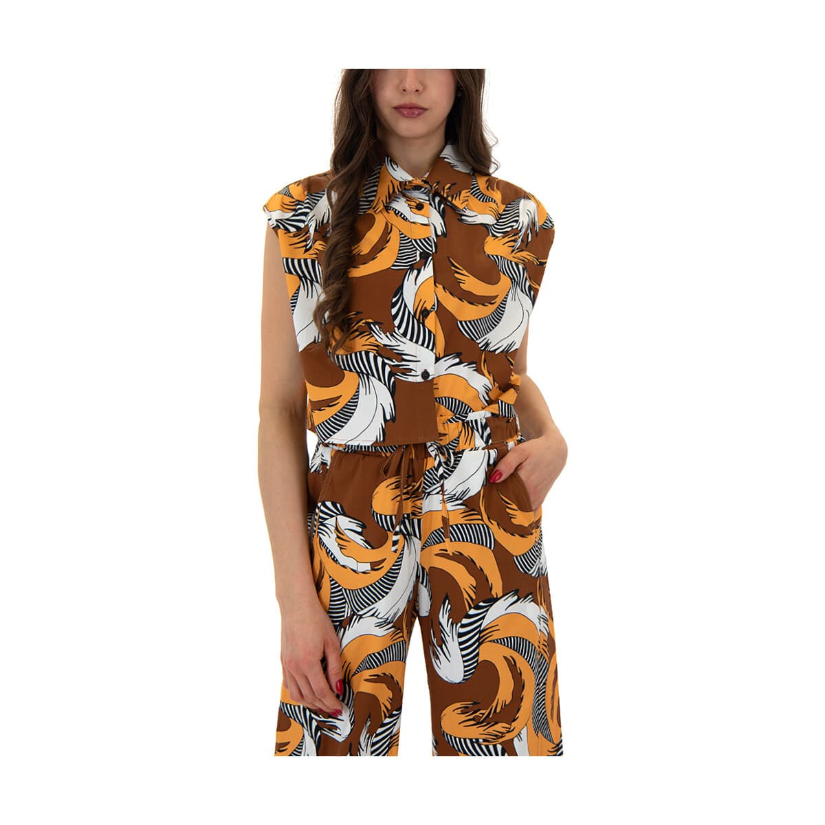 Πουκάμισα Black N Black PRINTED SLEEVELESS COMFORT FIT SHIRT WOMEN BLACK BLACK