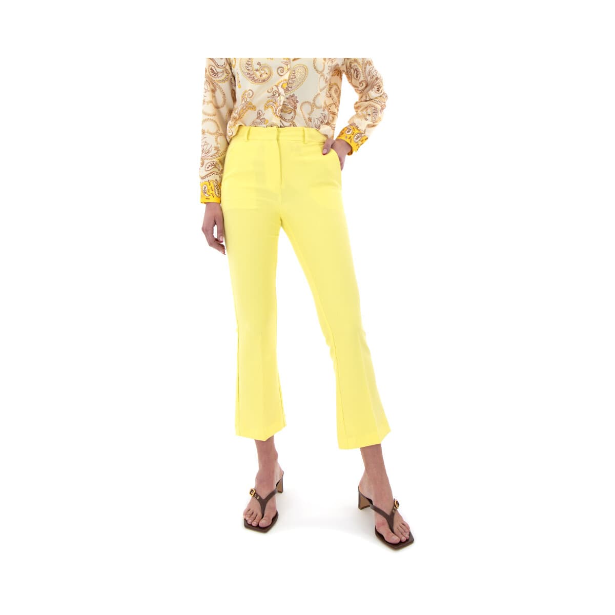 Παντελόνια Twenty-29 STRETCH HIGH WAIST FLARE FIT CROP PANTS WOMEN