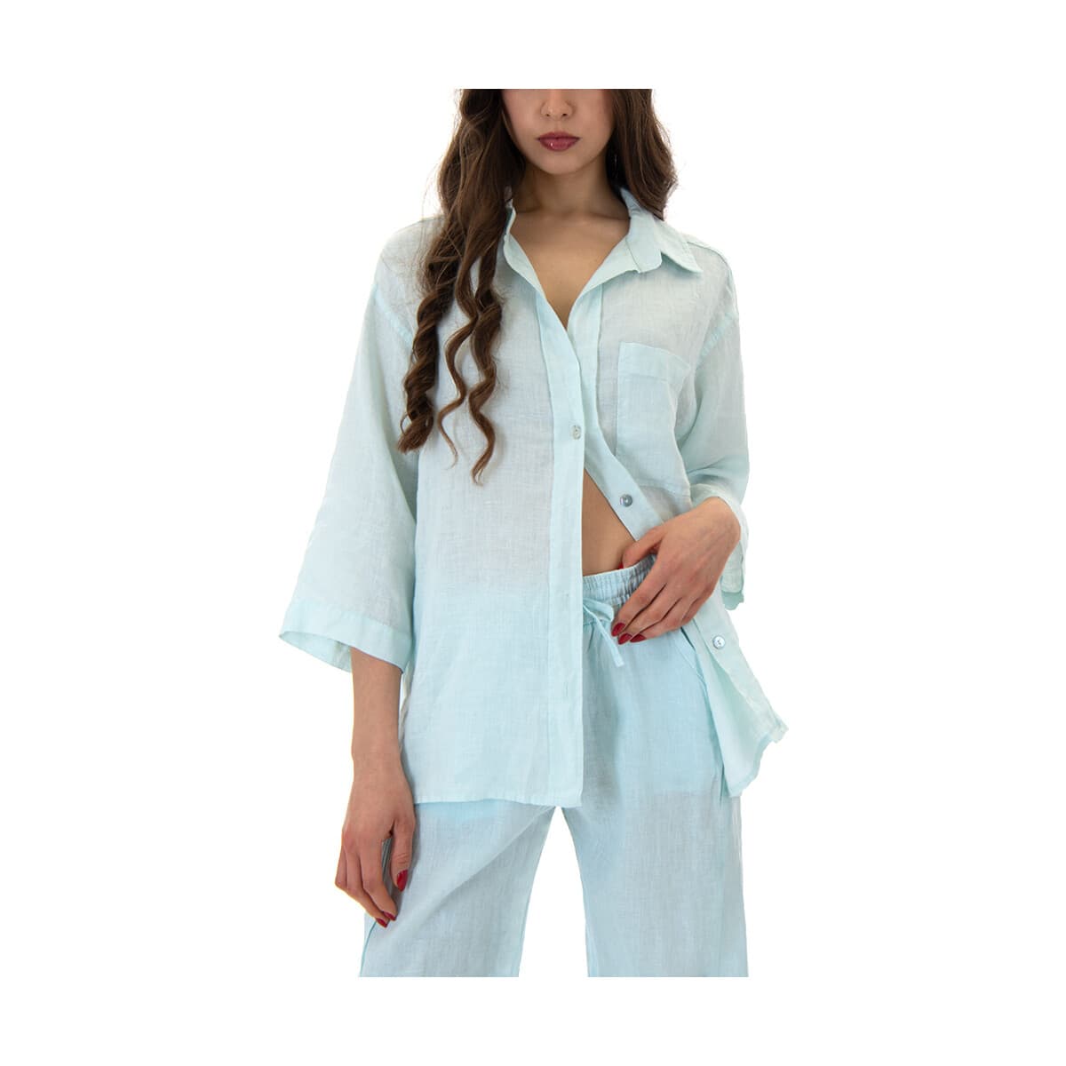 Πουκάμισα Black N Black LINEN 3/4 SLEEVE COMFORT FIT SHIRT WOMEN BLACK BLACK