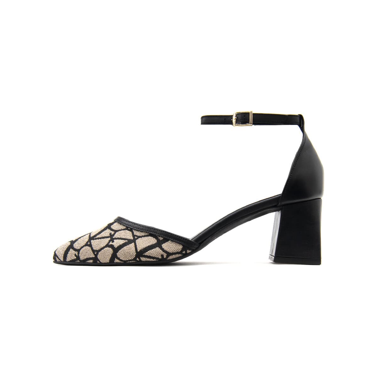 Γόβες Bacali Collection TEXTILE LEATHER MID HEEL PUMPS WOMEN