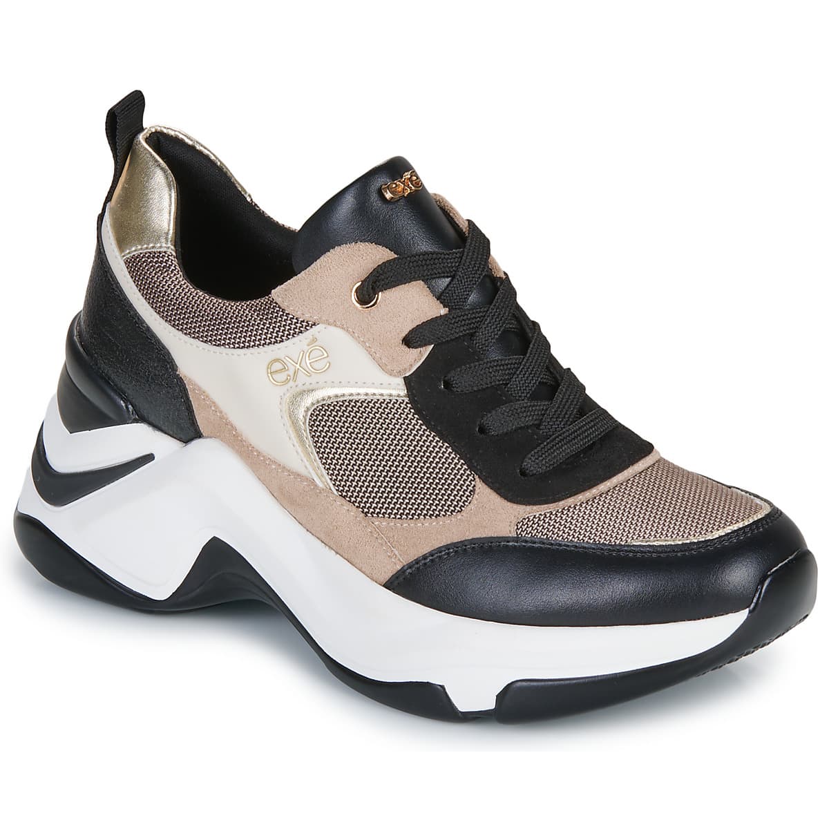 Xαμηλά Sneakers Exé Shoes 106-22WEX123-PU-BLACK-BEIGE