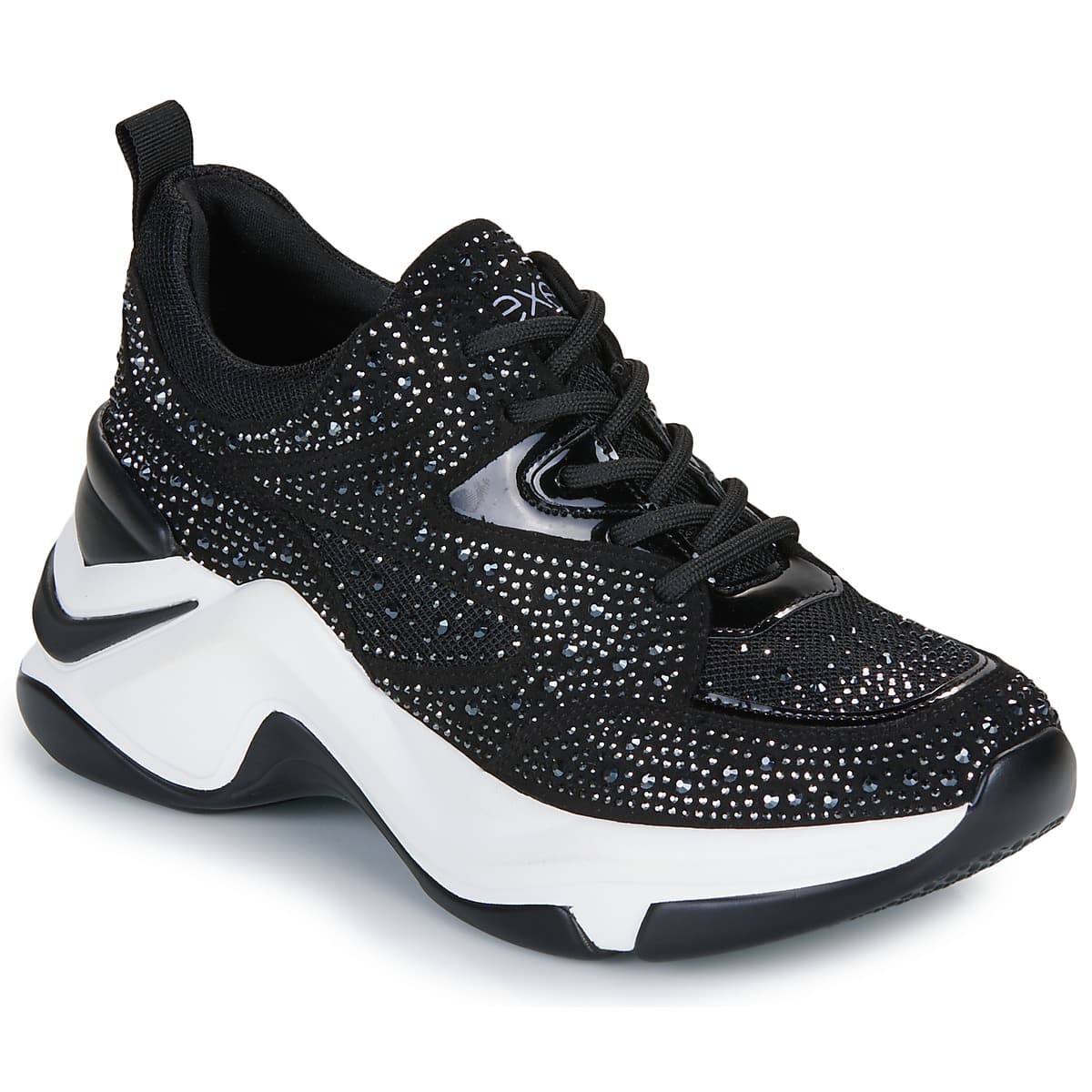 Xαμηλά Sneakers Exé Shoes 106-52EX21-STRASS-BLACK-WHITE