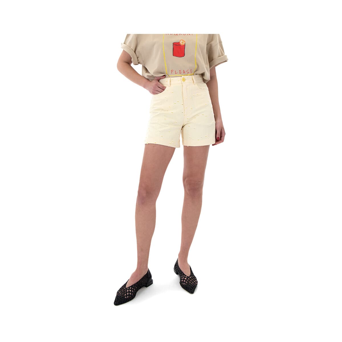 Shorts & Βερμούδες Twenty-29 DENIM WORN DETAILS HIGH WAIST SHORTS WOMEN