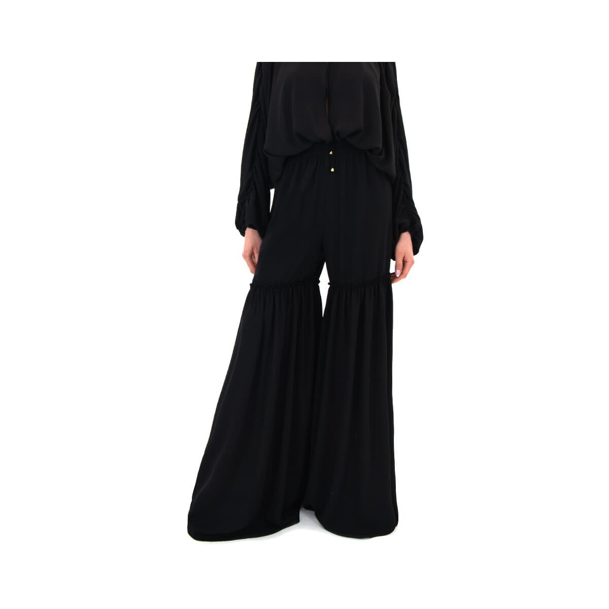 Παντελόνια Dolce Domenica BIALY BOHO ELASTIC WAIST WIDE LEG PANTS WOMEN