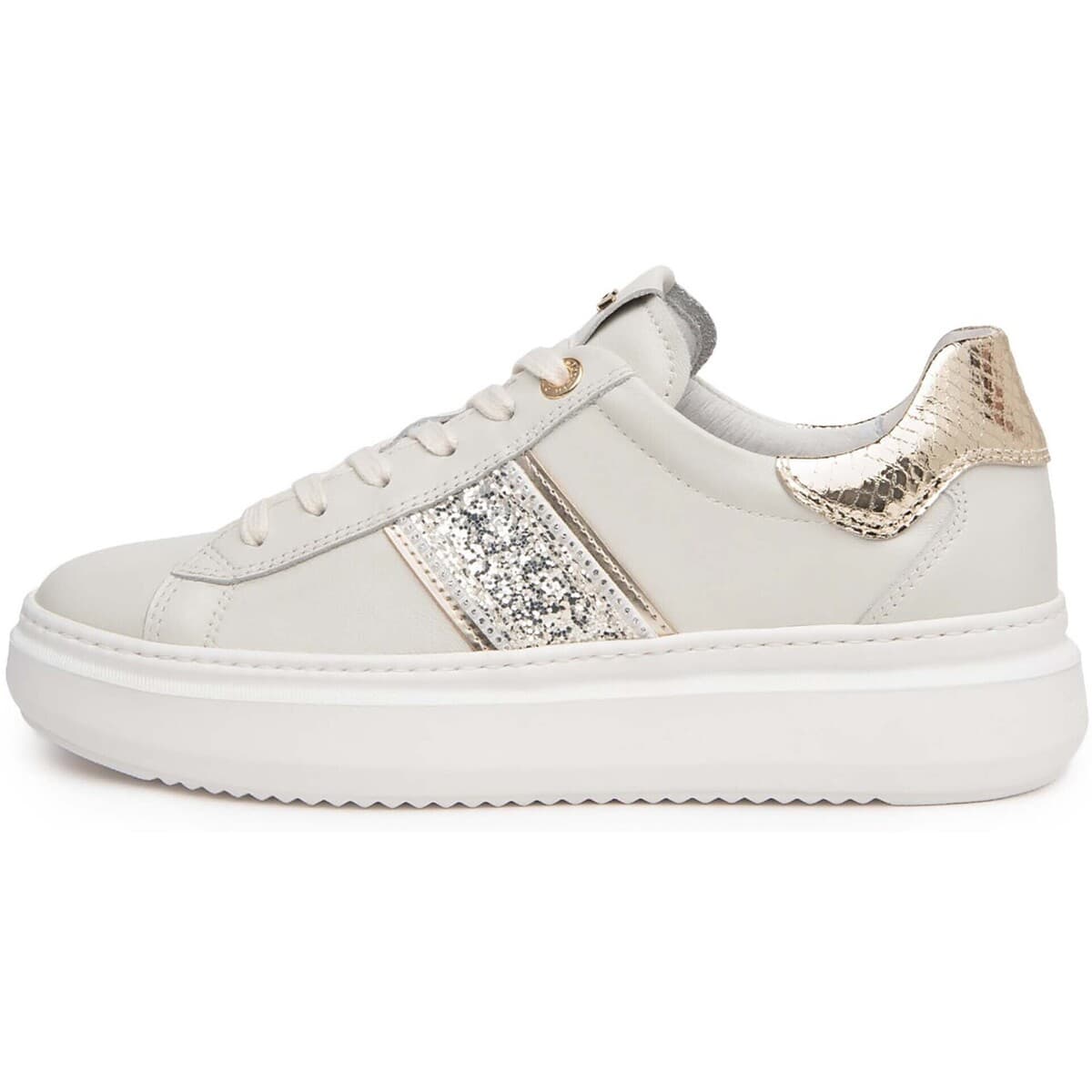 Sneakers NeroGiardini Velvet Osso 0100 T.Glitter Gr.910/625 T.Brill Plat