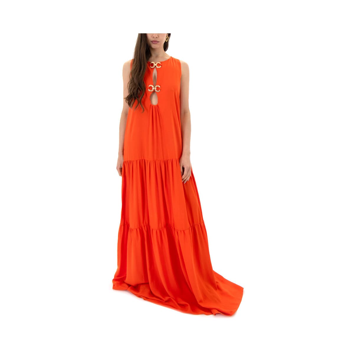 Φορέματα C.manolo GOLD BUCKLE SLEEVELESS MAXI DRESS WOMEN