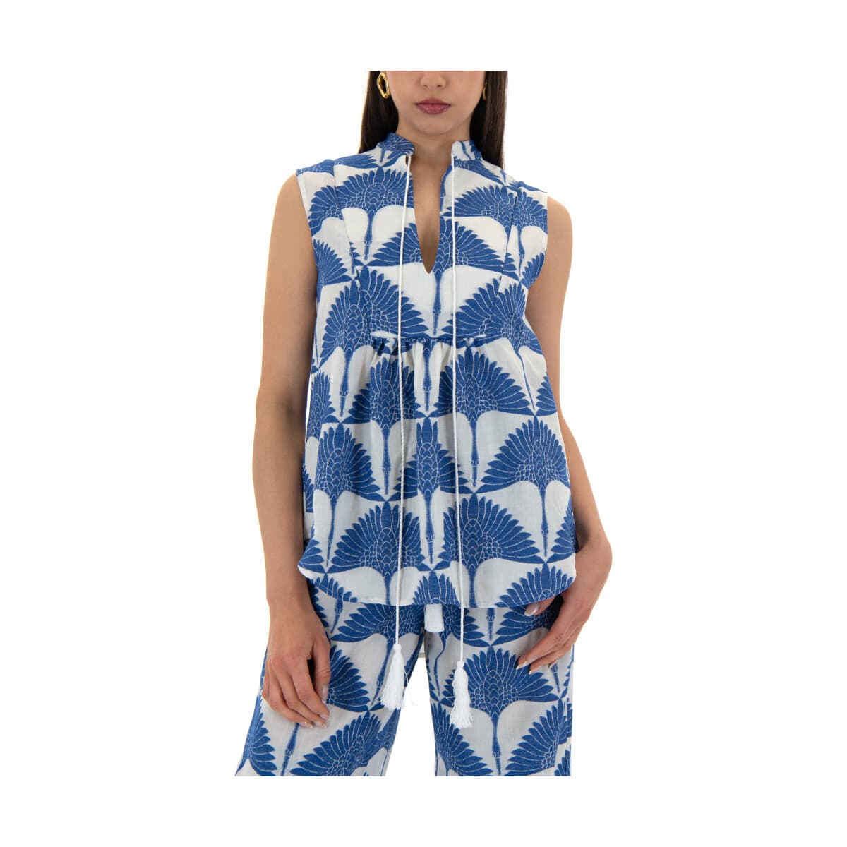 Μπλουζάκια με μακριά μανίκια Kasia BRODERIE V NECK SLEEVELESS TUNIC WOMEN