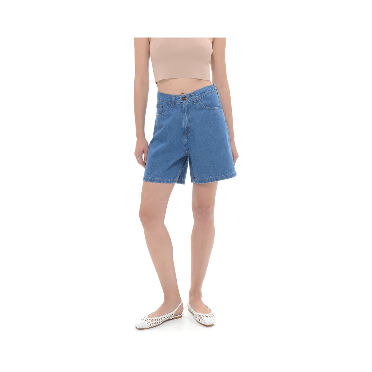 Shorts & Βερμούδες Sac N Co NOEMA DENIM HIGH WAIST COMFORT FIT SHORTS WOMEN SAC CO